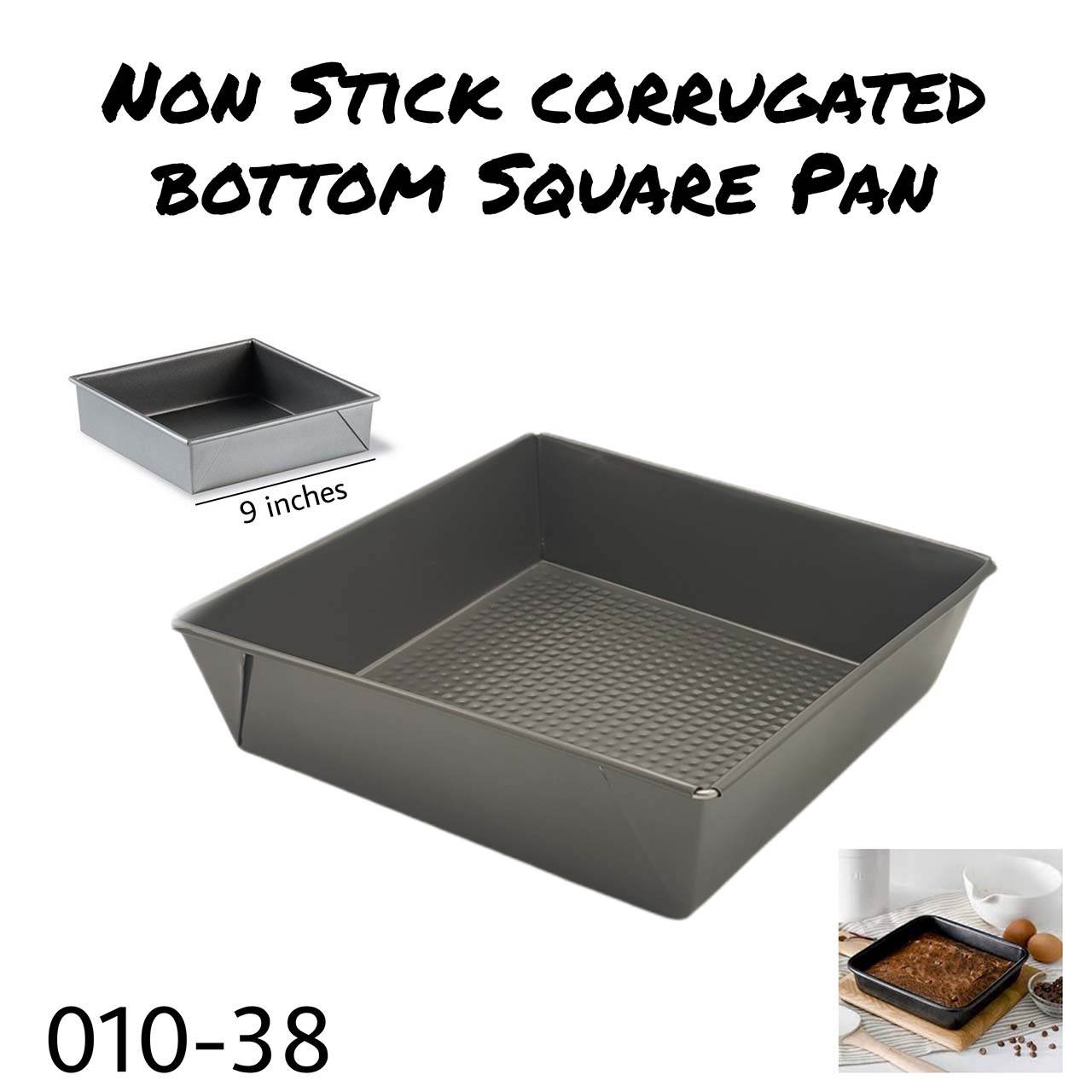 Non Stick Corrugated Bottom Square Pan