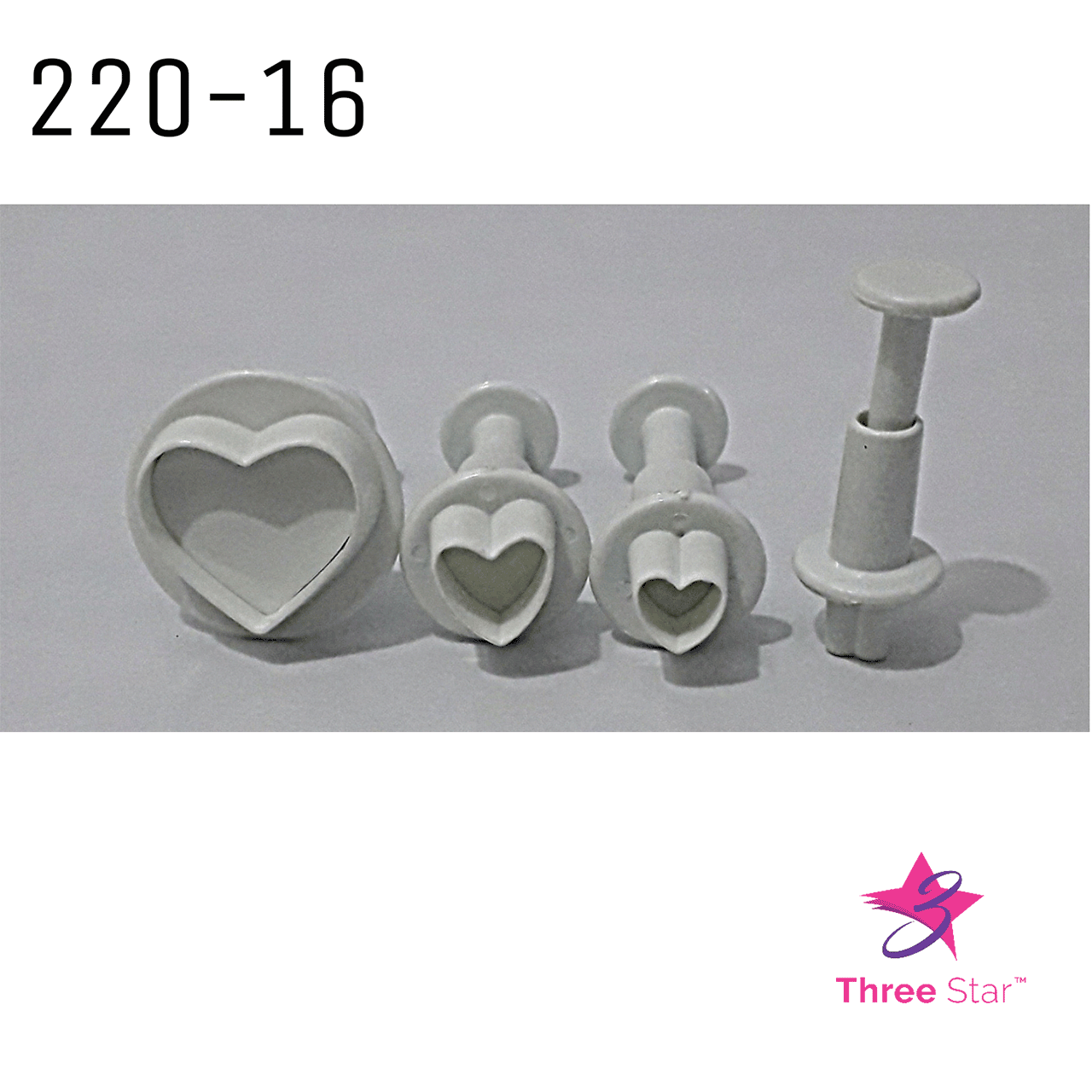 HEART PLUNGER CUTTERS 4 PCS