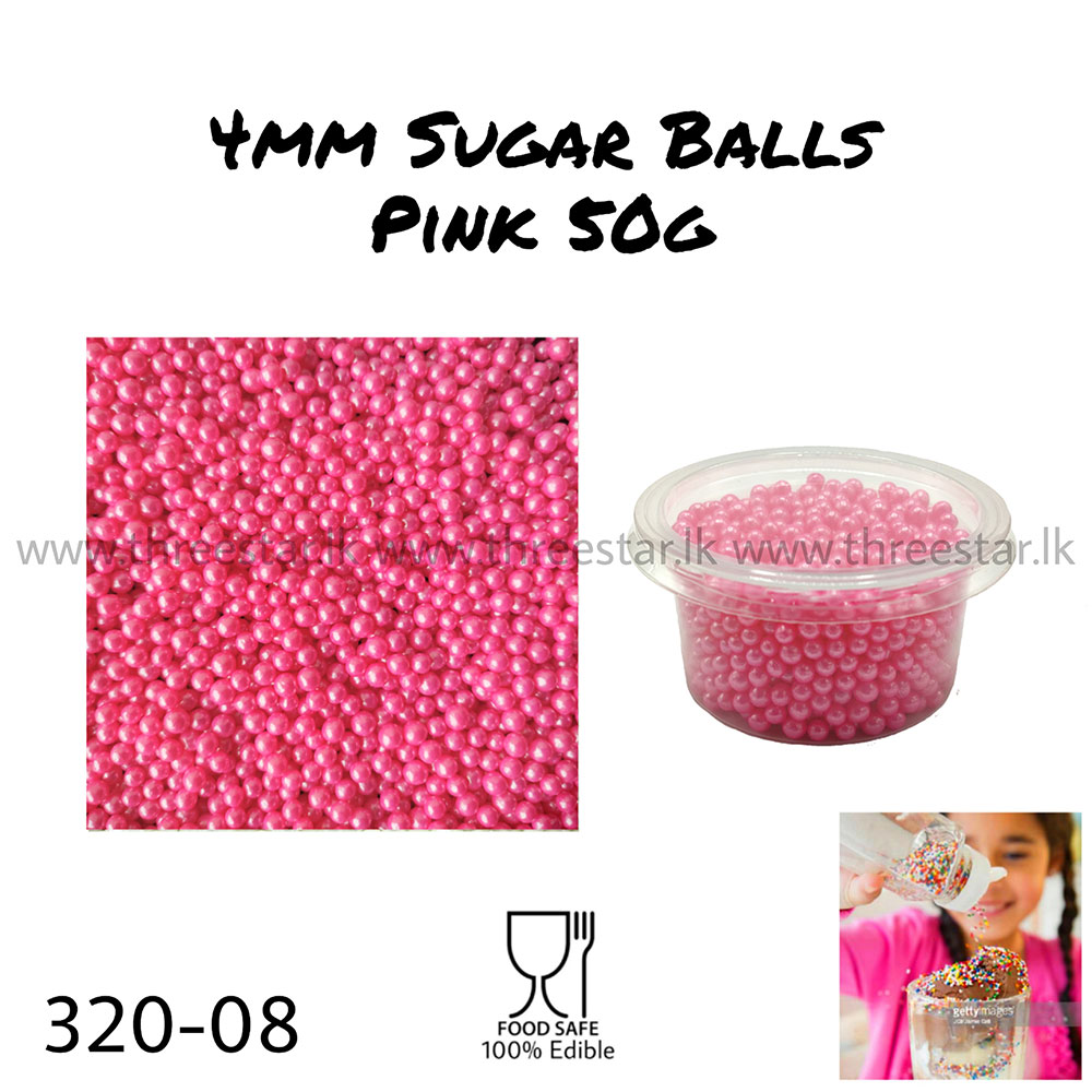 4mm Sugar balls Pink 50g