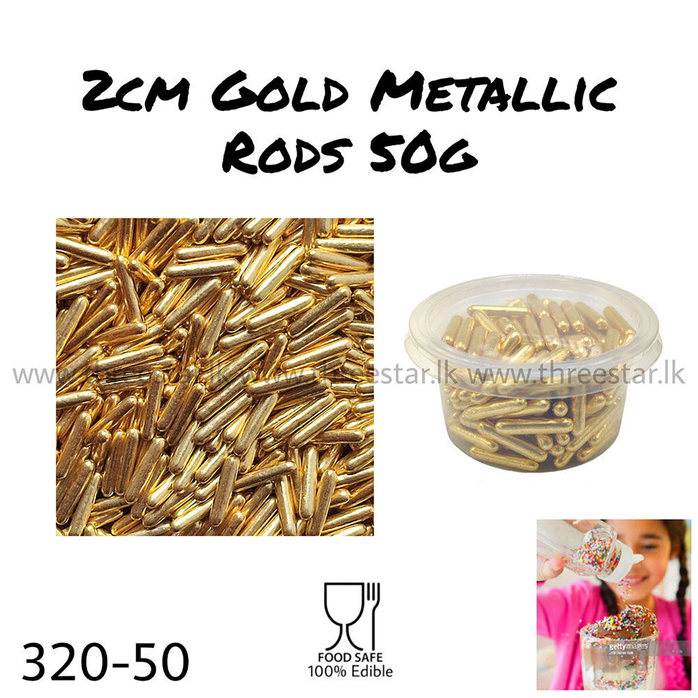 2cm Gold Metallic Rods 50g