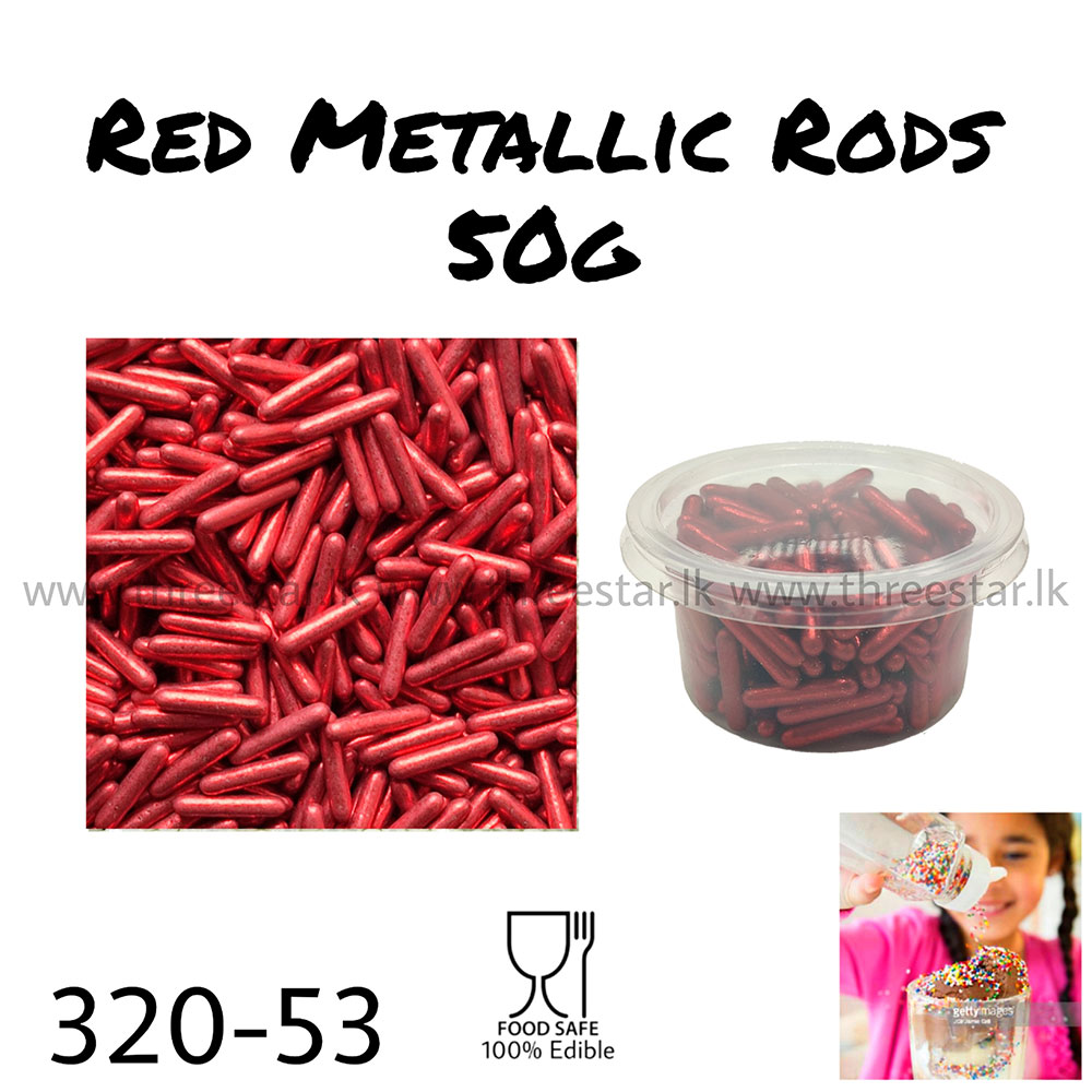 2cm Red Metallic Rods 50g