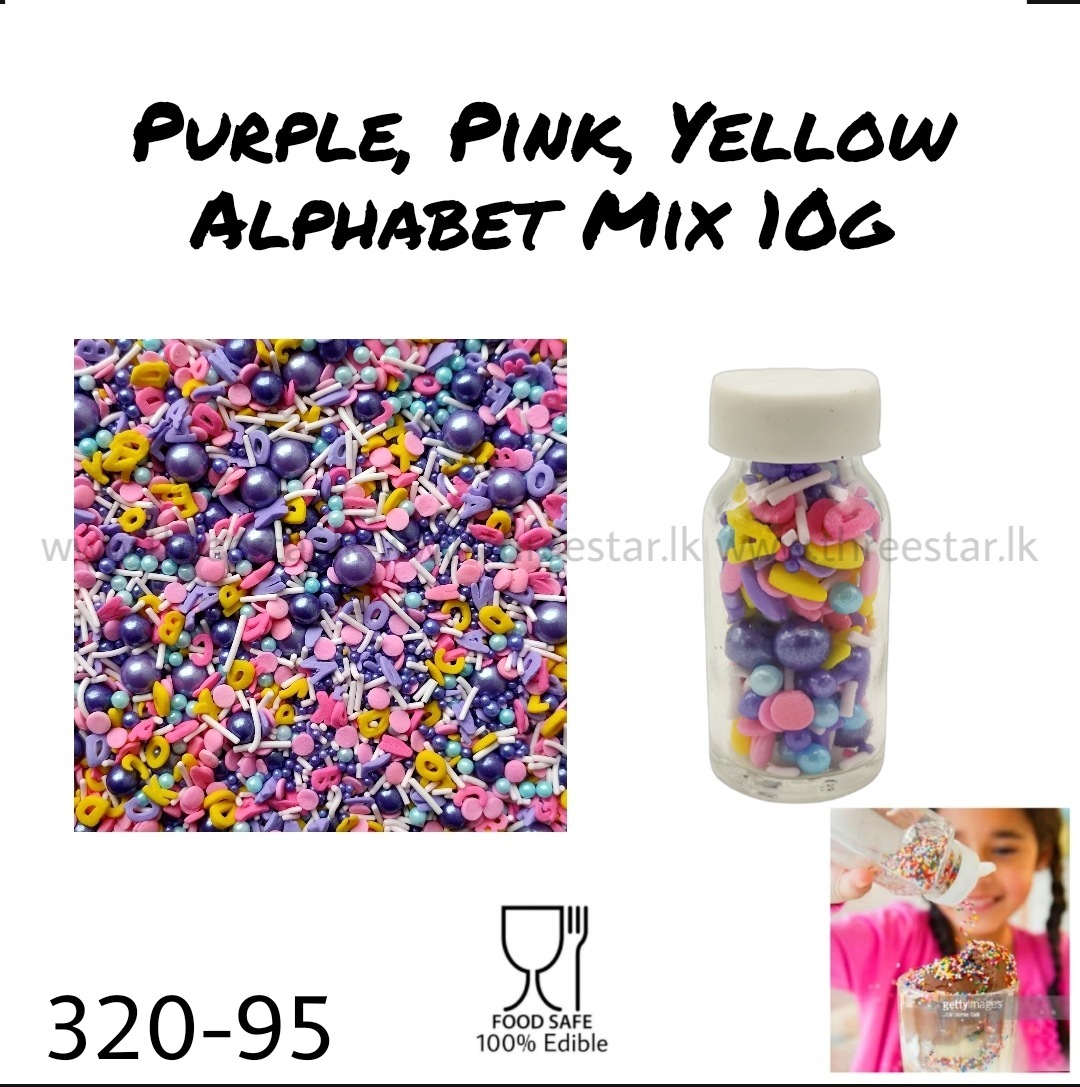 Purple, Pink and yellow Alphabet Mix 10g