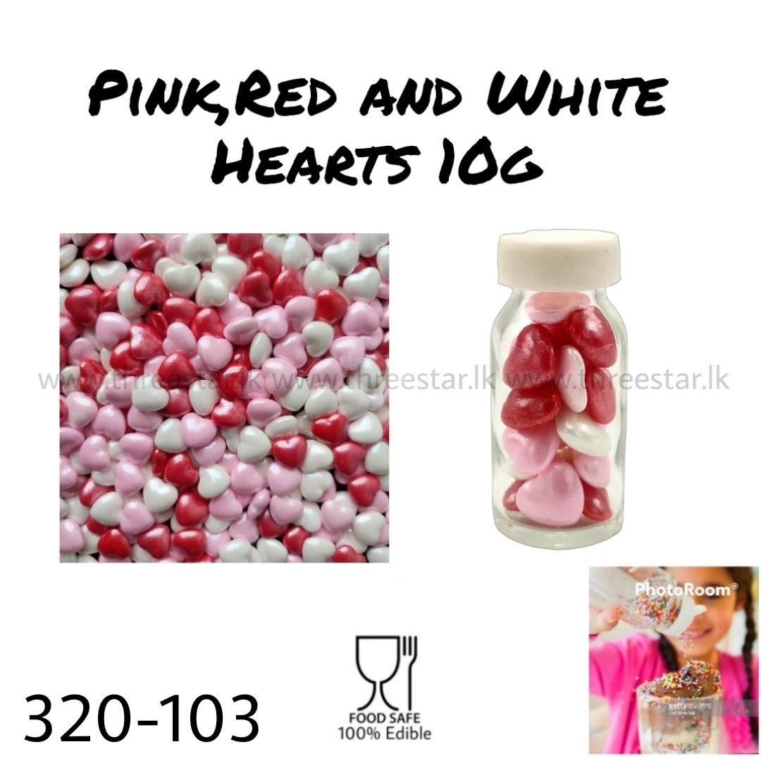 Pink, Red and white Hearts 10g