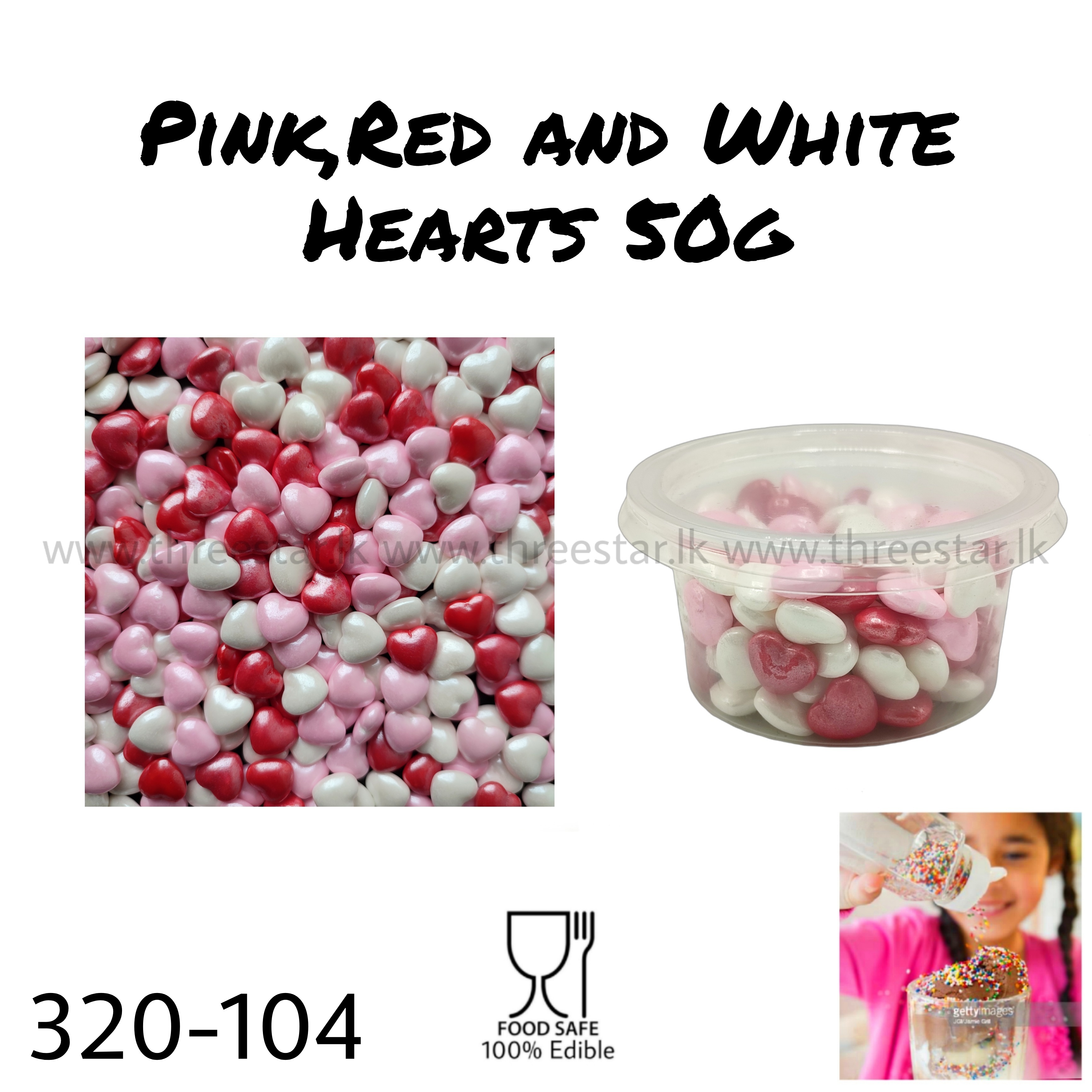 Pink, Red and white Hearts 50g